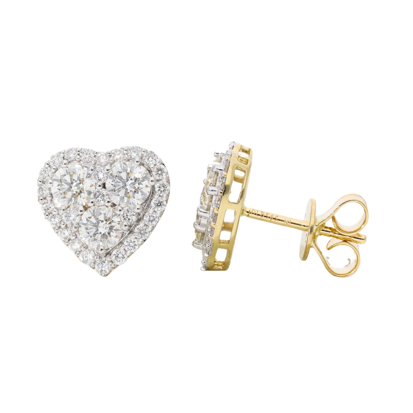 2.02 Ct Natural Diamond Heart Shaped Earrings - Helodia Jewelry
