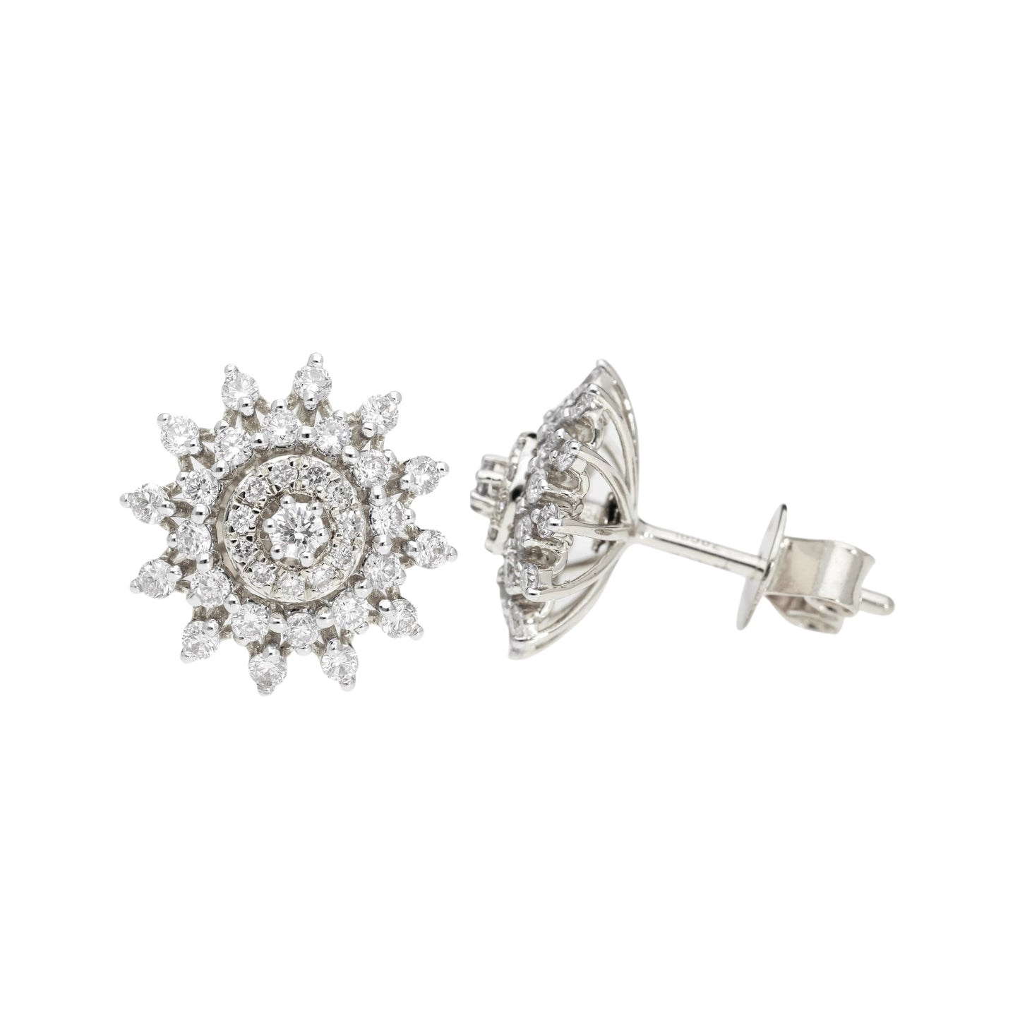 0.90 Ct Natural Diamond Sun Shaped Earrings - Helodia Jewelry