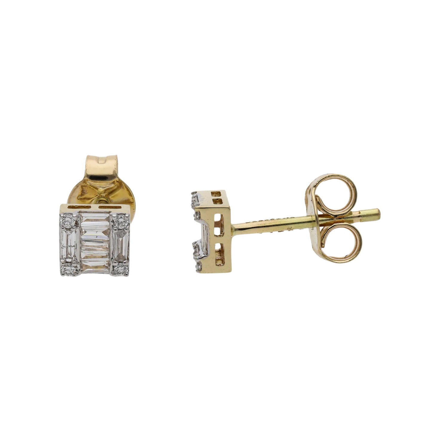 0.36 Ct Natural Diamond Baguette Stud Earrings