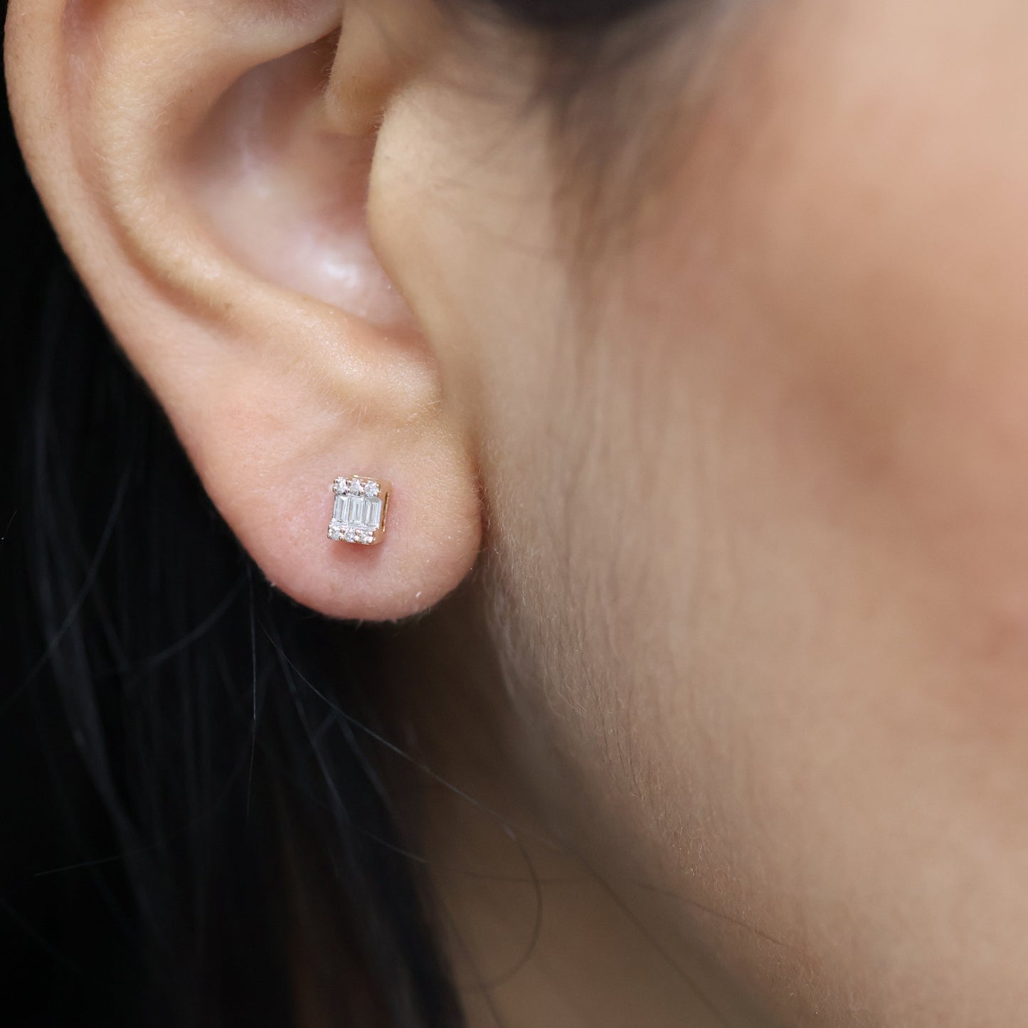 0.36 Ct Natural Diamond Baguette Stud Earrings