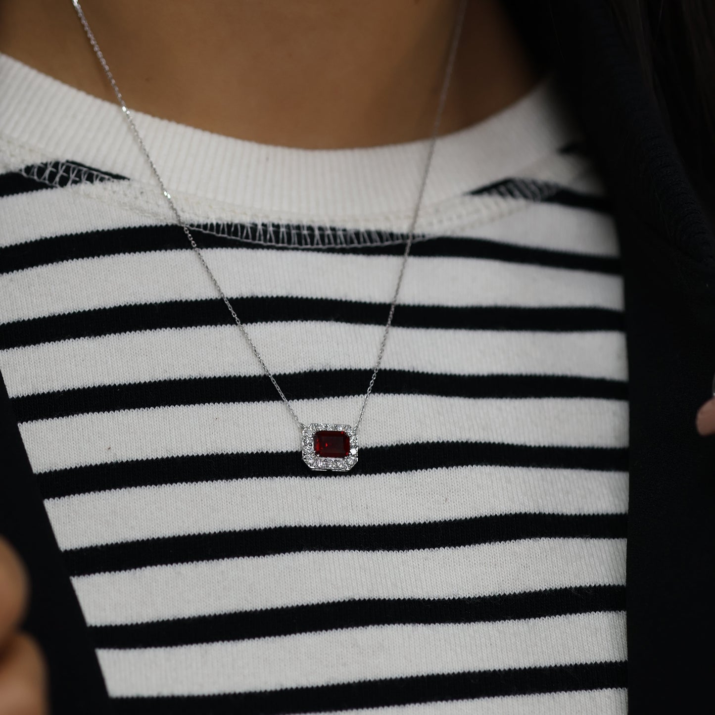 2.35 Ct Lab Emerald Gemstone with Natural Diamond Halo Necklace