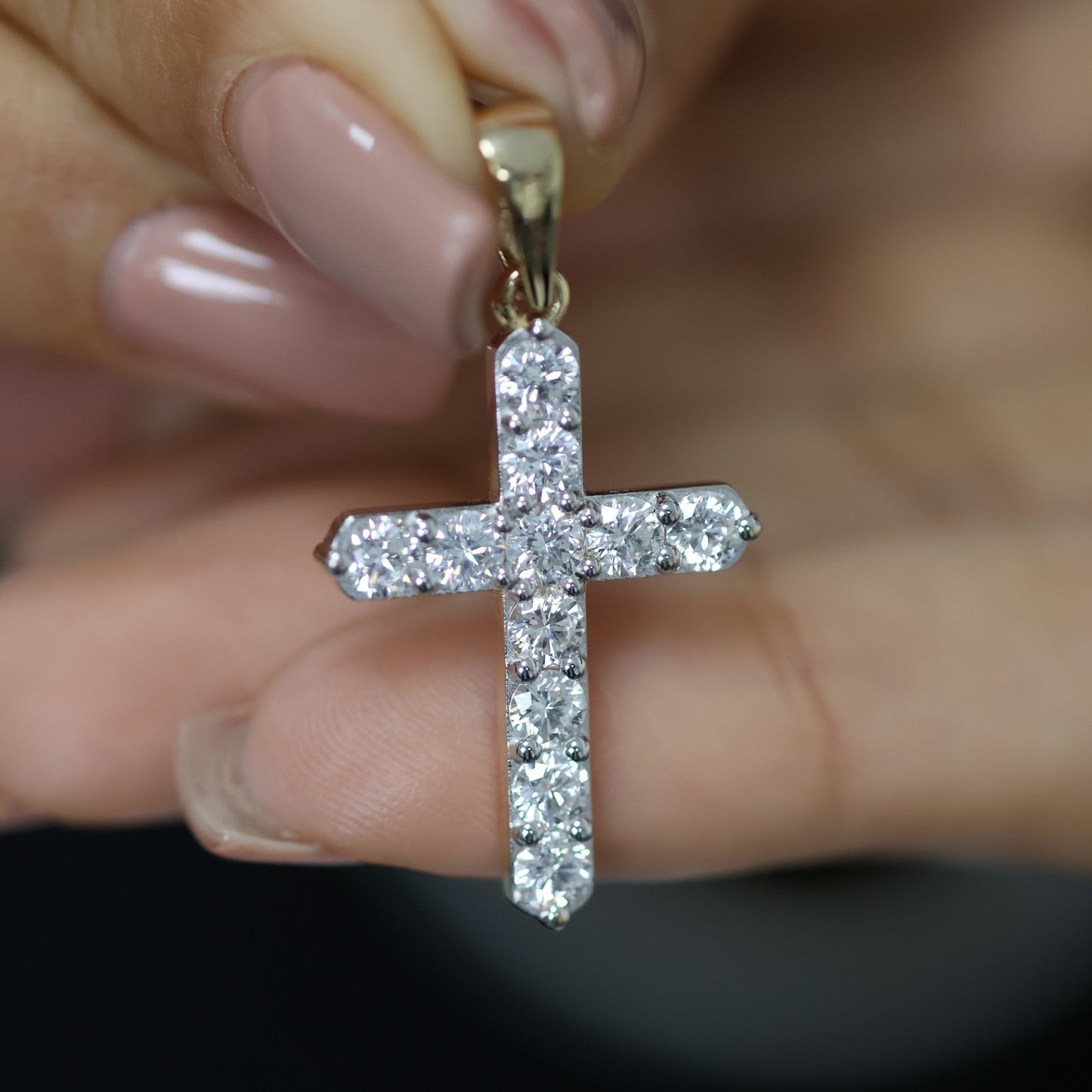 1.90 Ct Natural Diamond Cross Charm