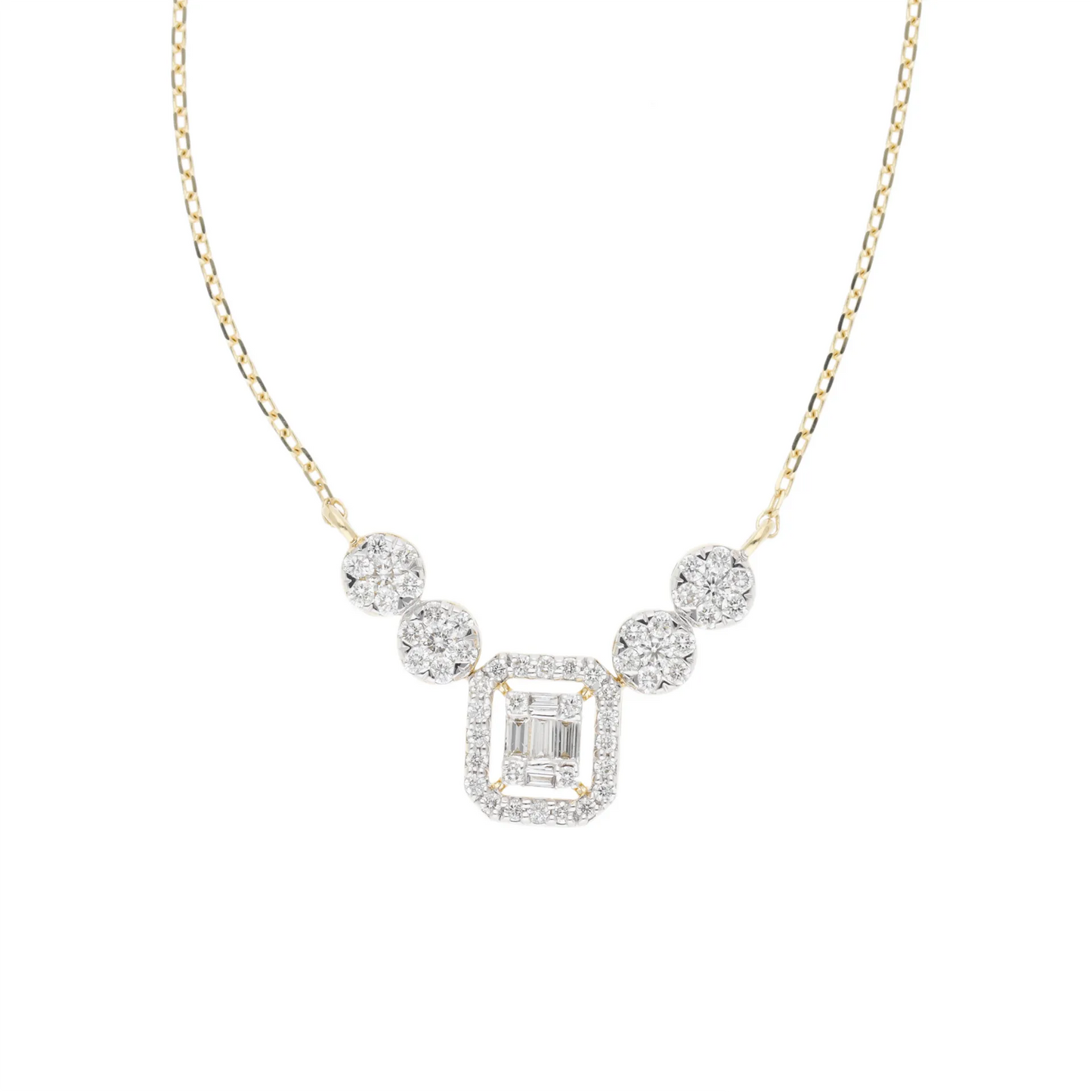 0.50 Ct Natural Baguette Diamond Graduated Necklace