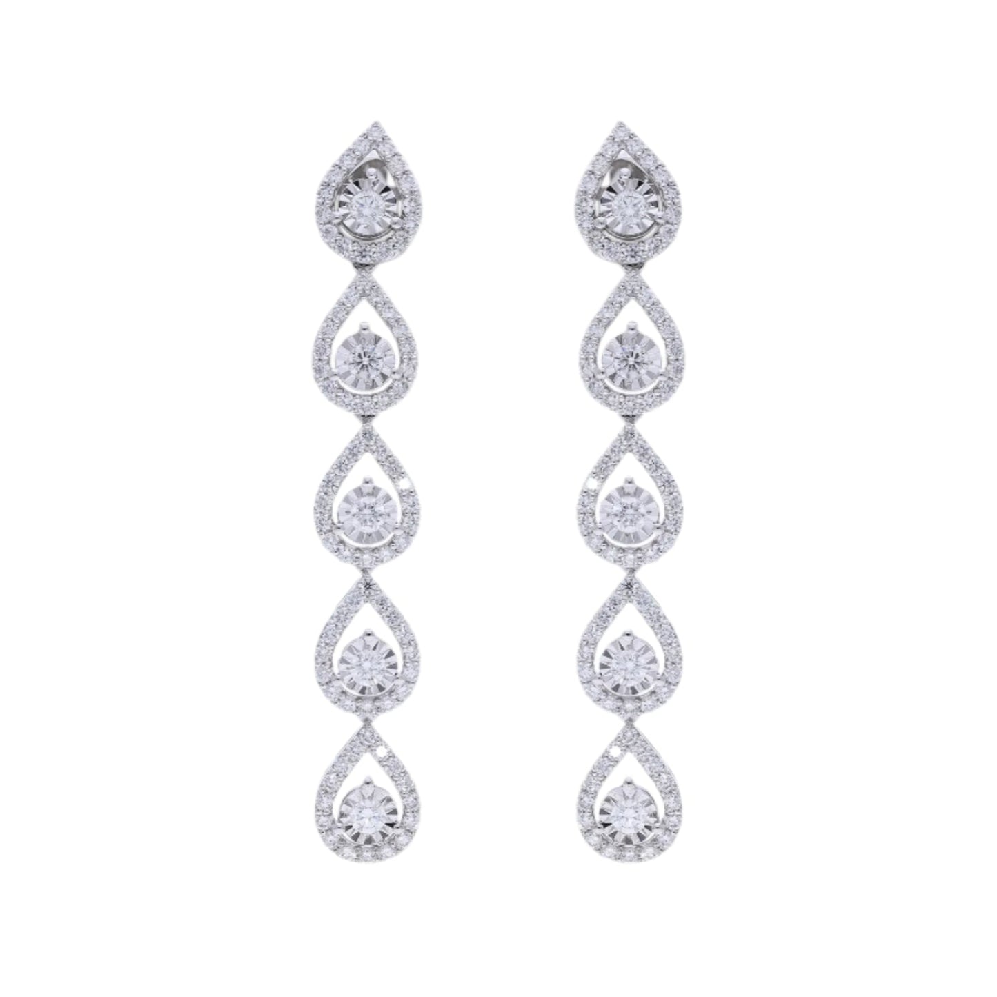 1.96 Ct Natural Diamond Pear Drop Earrings