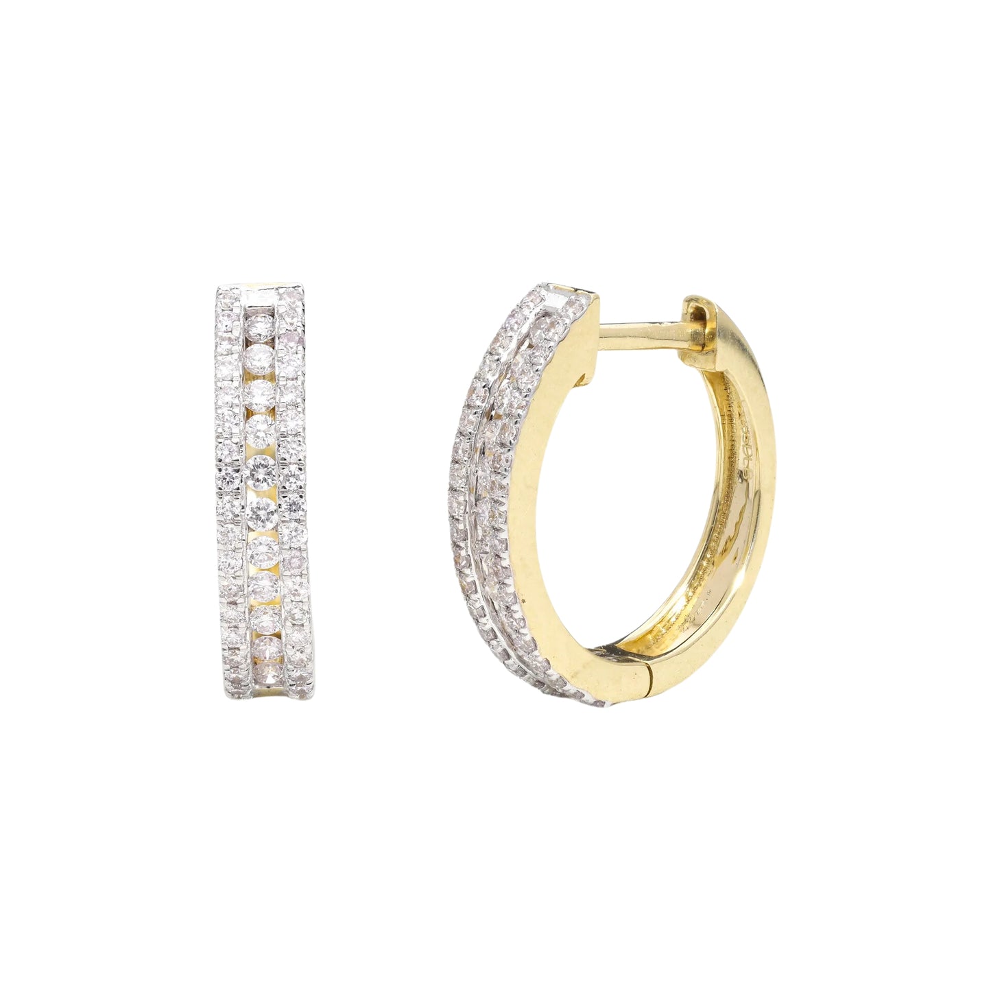 0.72 Ct Natural Pavé Diamond Huggies Earrings - Helodia Jewelry