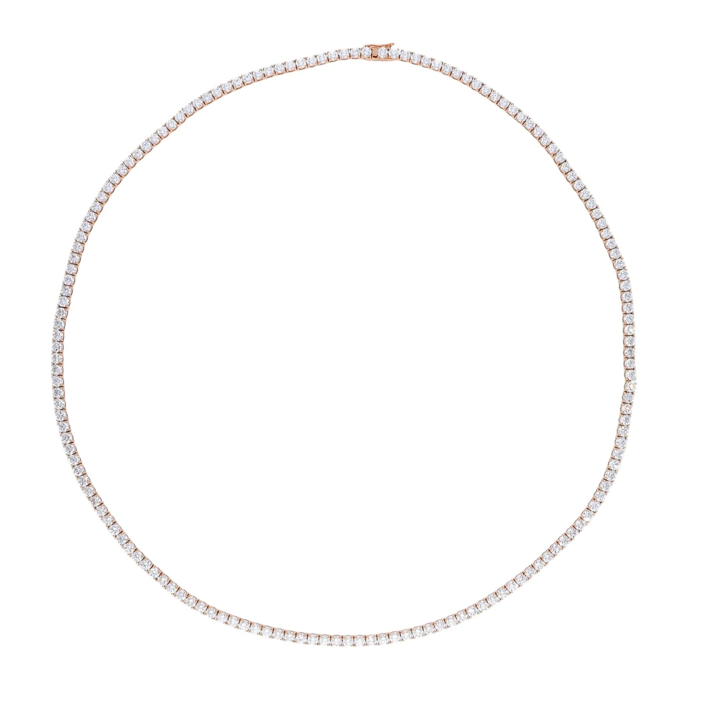 24 Ct Lab Grown Diamond Tennis 14K Rose Gold Necklace