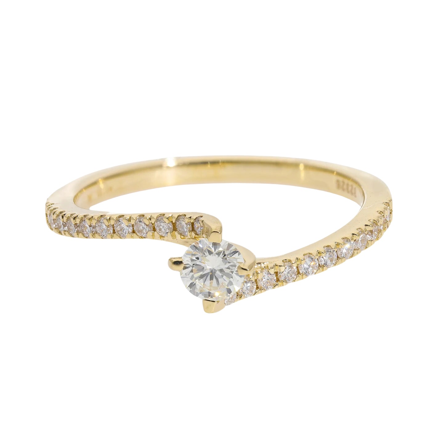 0.40 Ct Natural Brilliant Cut Pavé Diamond Curved Engagement Ring - Helodia Jewelry