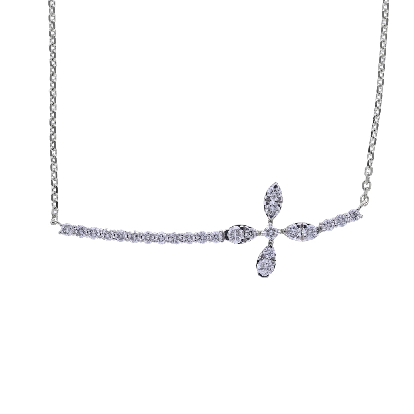 0.80 Ct Natural Diamond Flower Necklace