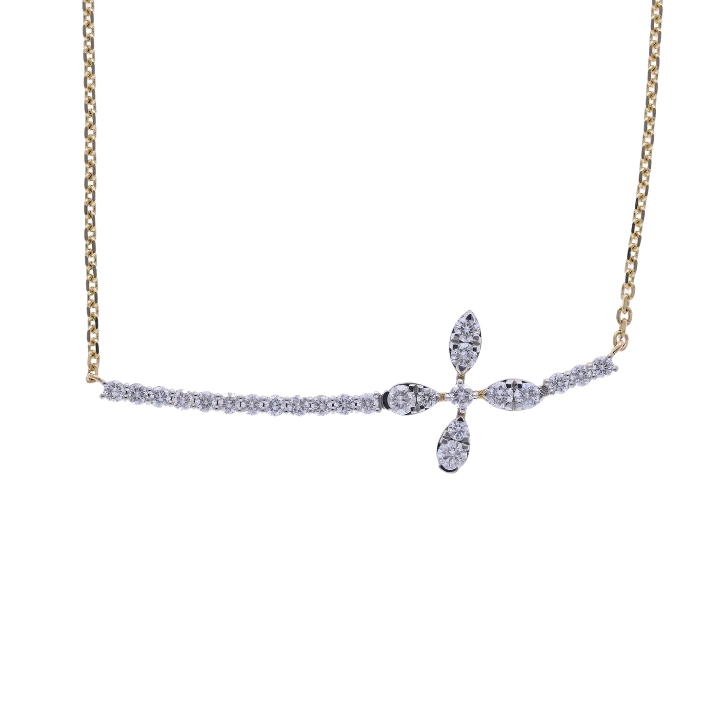 0.80 Ct Natural Diamond Flower Necklace