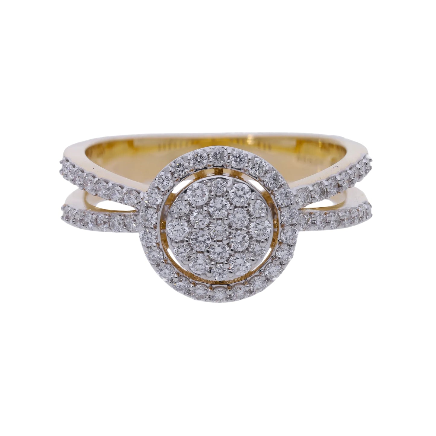 0.53 Ct Royal Natural Diamond Round Shaped Pavé Ring - Helodia Jewelry