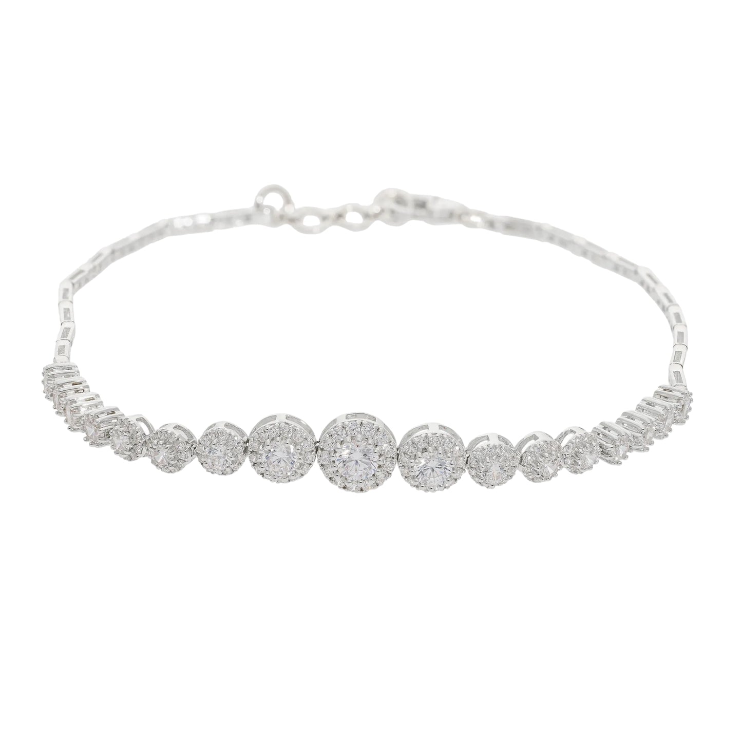 1.80 Ct Graduated Natural Diamond Halo Bracelet - Helodia Jewelry