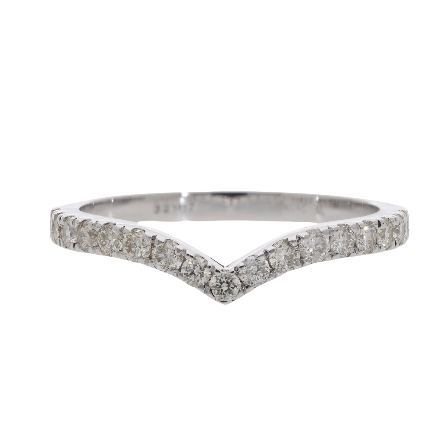 0.42 Ct Natural Pavé Diamond V Shaped Eternity Ring - Helodia Jewelry