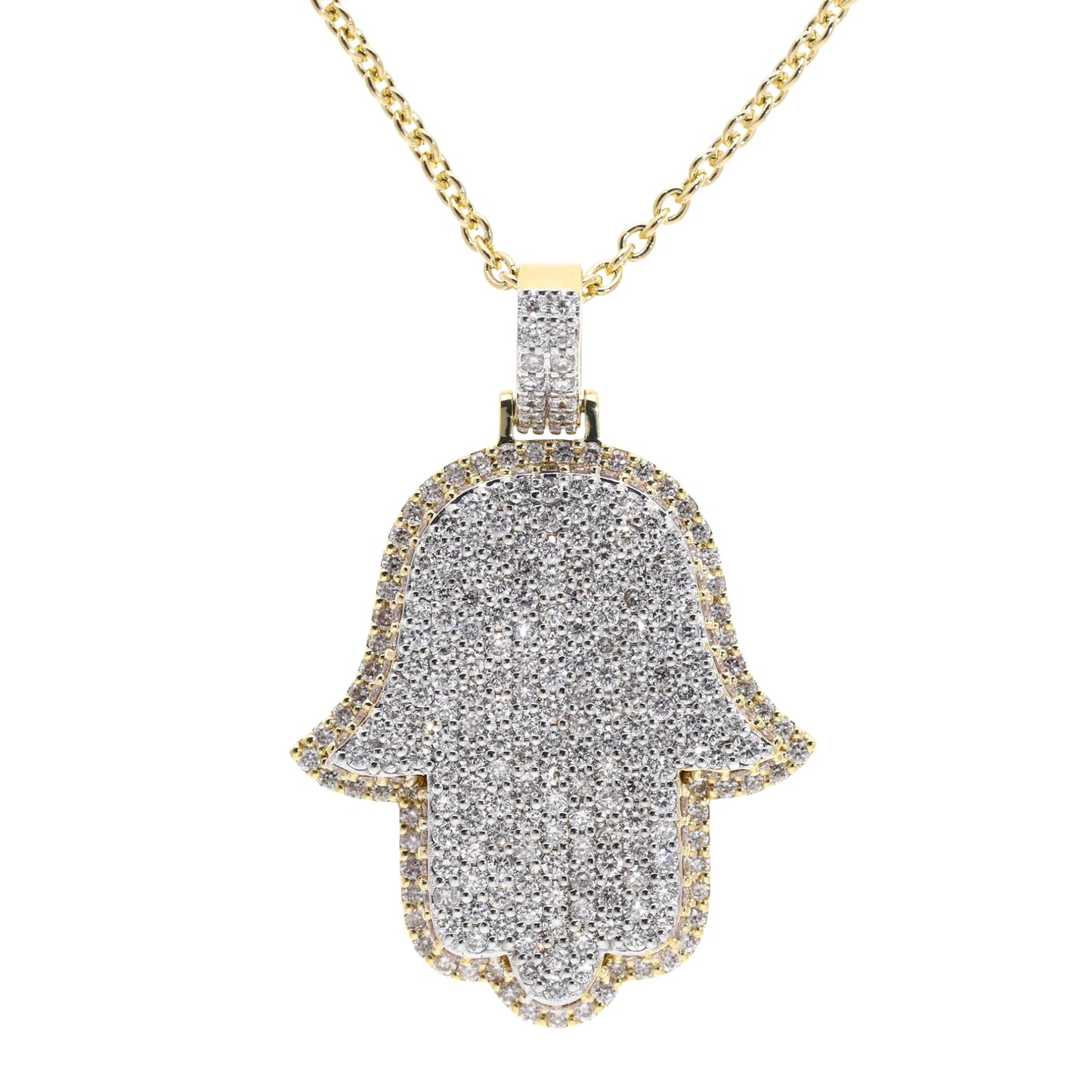 1.70 Ct Natural Diamond Iced-Out Hamsa Charm