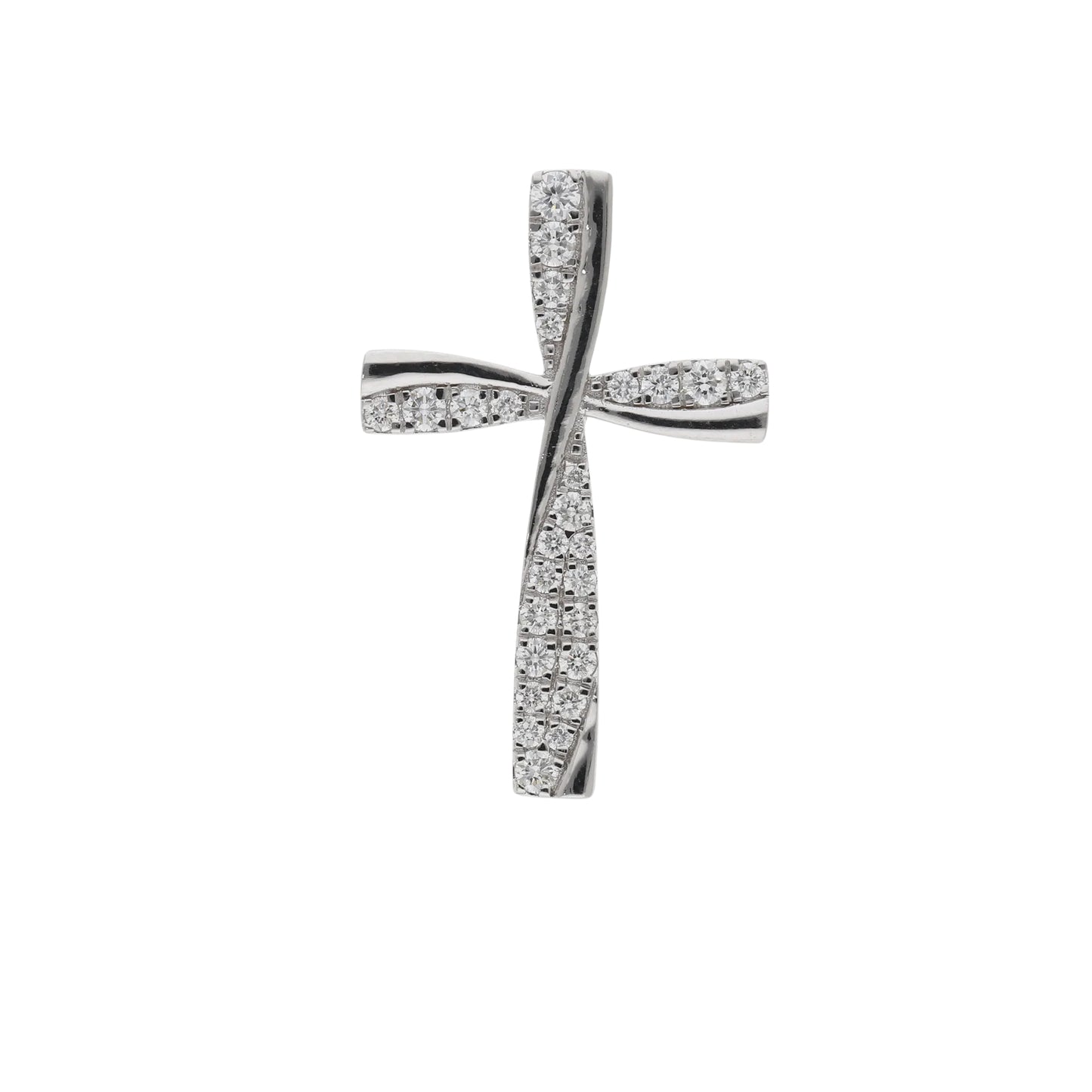 0.35 Ct Natural Diamond Twisted Cross Charm