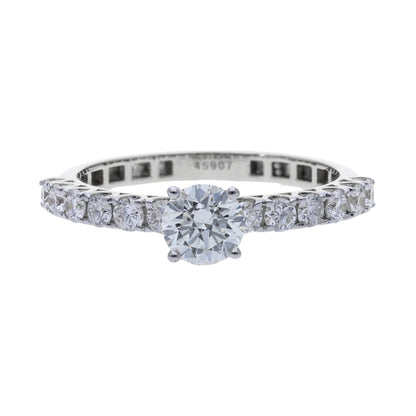 1.06 Ct Natural Brilliant Cut Diamond with Pavé Engagement Ring - Helodia Jewelry