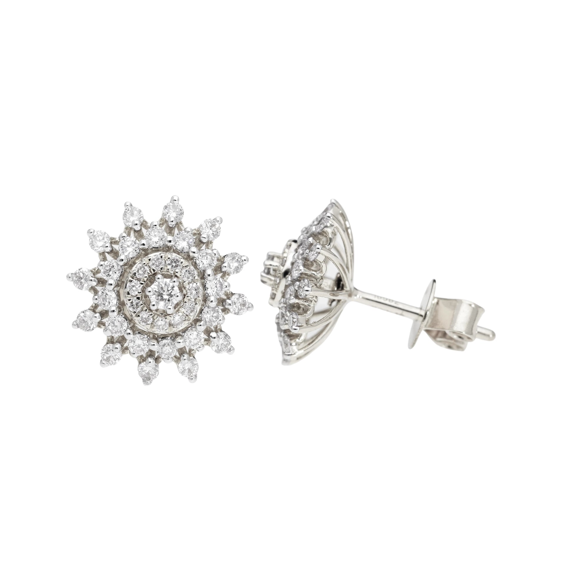 0.90 Ct Natural Diamond Sun Shaped Earrings - Helodia Jewelry