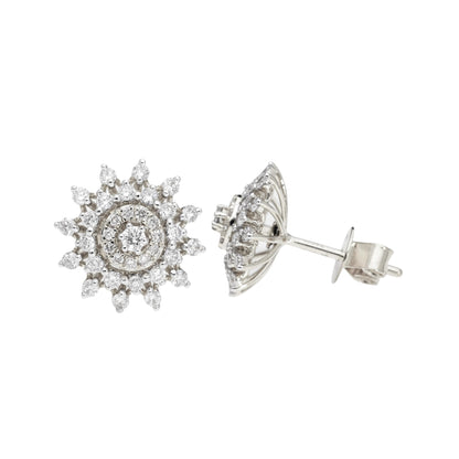 0.90 Ct Natural Diamond Sun Shaped Earrings - Helodia Jewelry