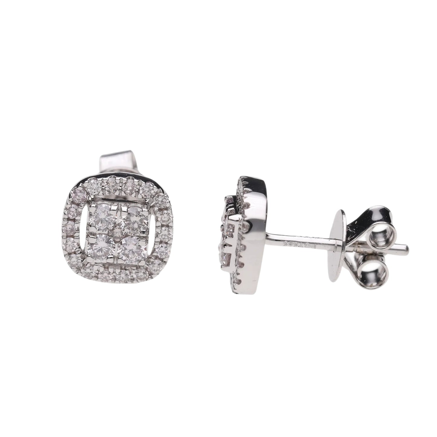 0.57 Ct Natural Diamond Halo Stud Earrings - Helodia Jewelry