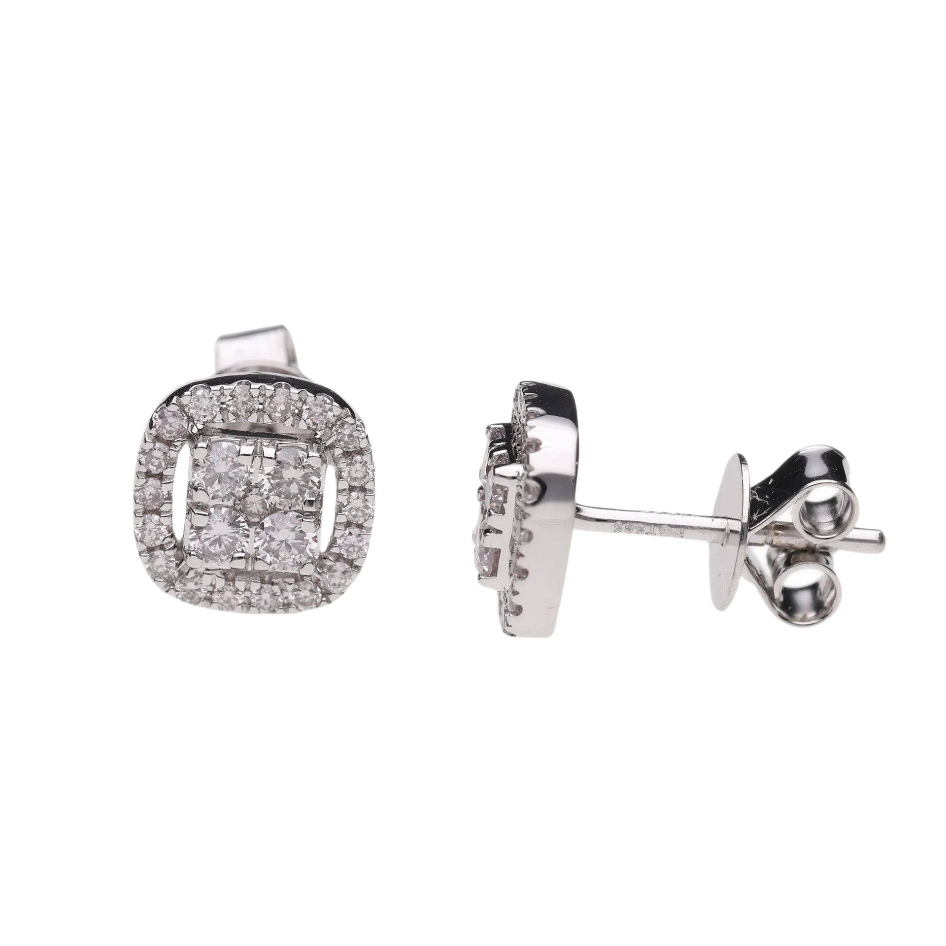 0.57 Ct Natural Diamond Halo Stud Earrings - Helodia Jewelry