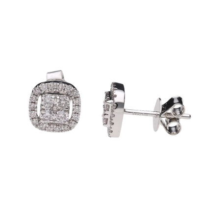 0.57 Ct Natural Diamond Halo Stud Earrings - Helodia Jewelry