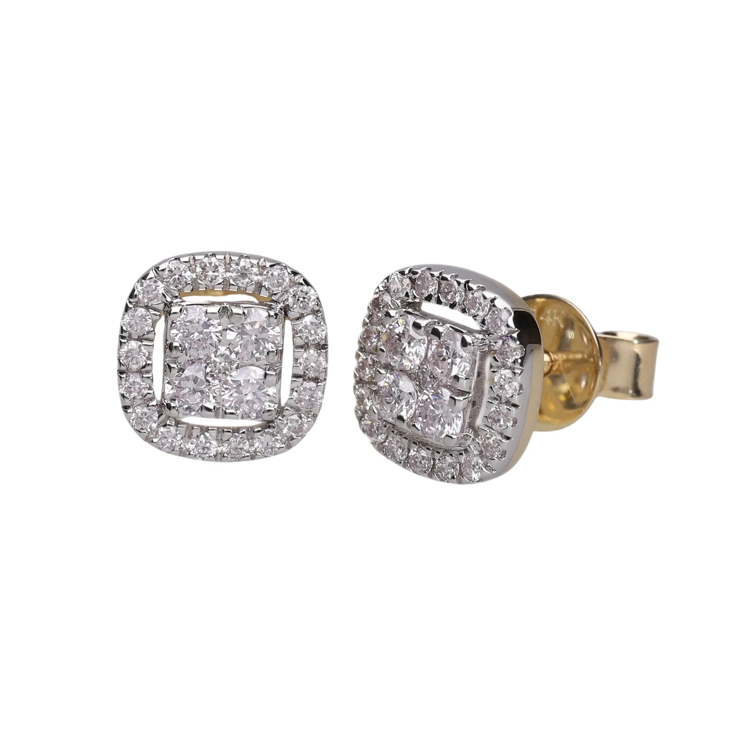 0.57 Ct Natural Diamond Halo Stud Earrings - Helodia Jewelry