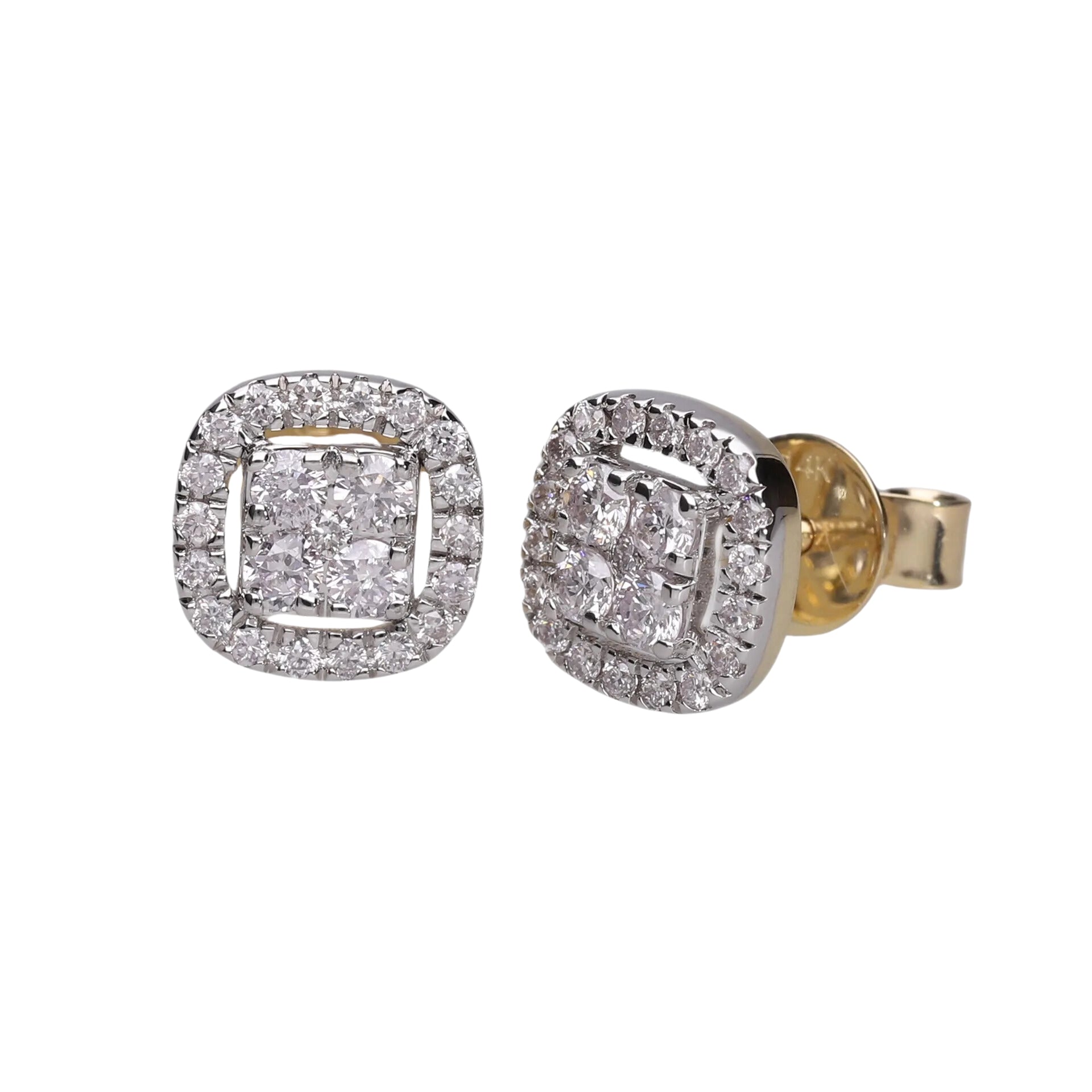 0.57 Ct Natural Diamond Halo Stud Earrings - Helodia Jewelry