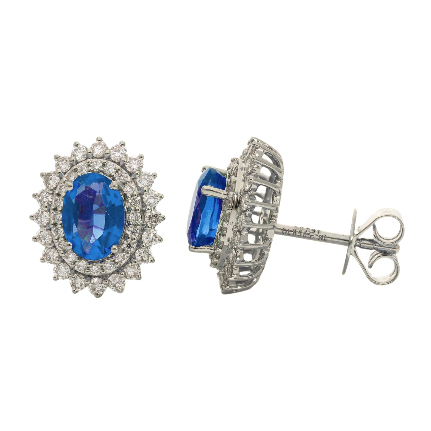 2.96 Ct Oval Cut Lab Blue Sapphire Sun Earrings