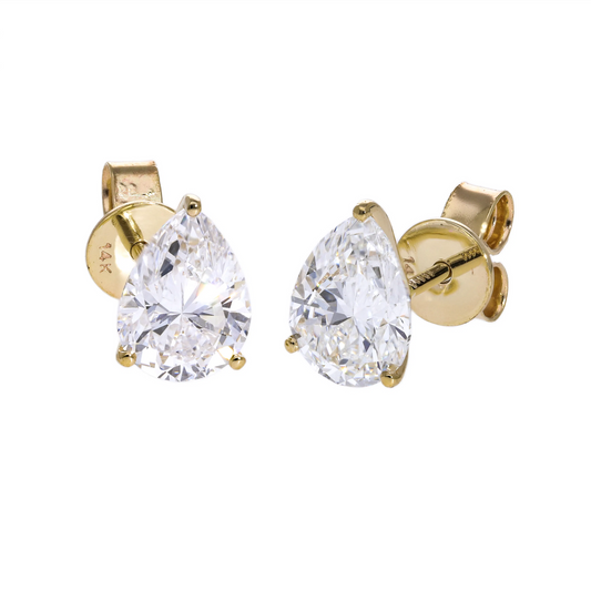 Lab Pear Diamond Stud Earrings