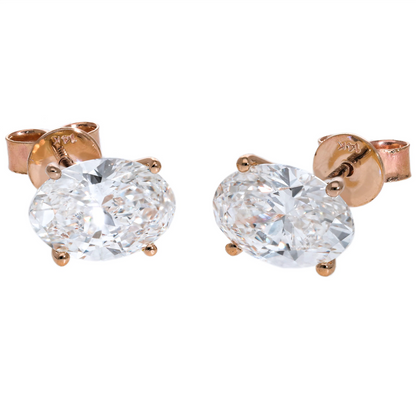 Lab Oval Diamond Stud Earrings
