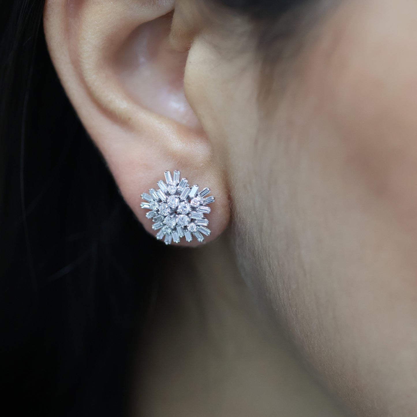 1.26 Ct Natural Diamond Starburst Earrings