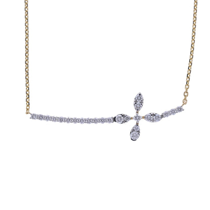 0.80 Ct Natural Diamond Flower Necklace
