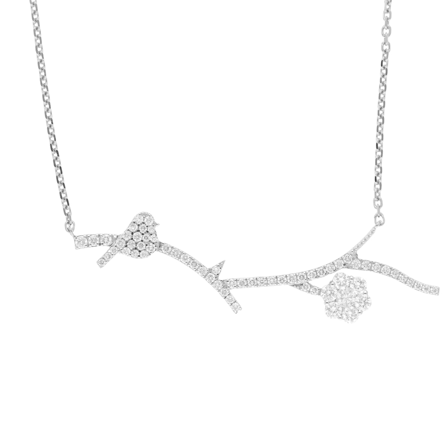 0.80 Ct Natural Diamond Tree Branch Necklace