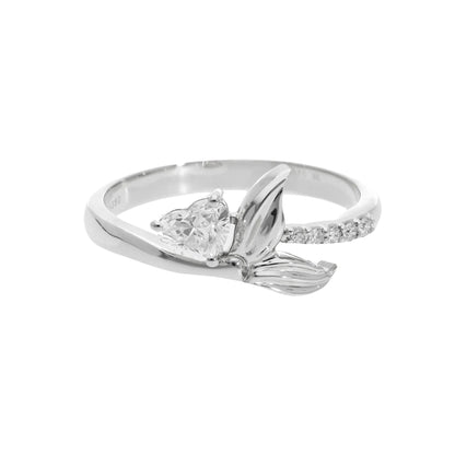 0.48 Ct Natural Heart Cut Diamond Mermaid Ring - Helodia Jewelry