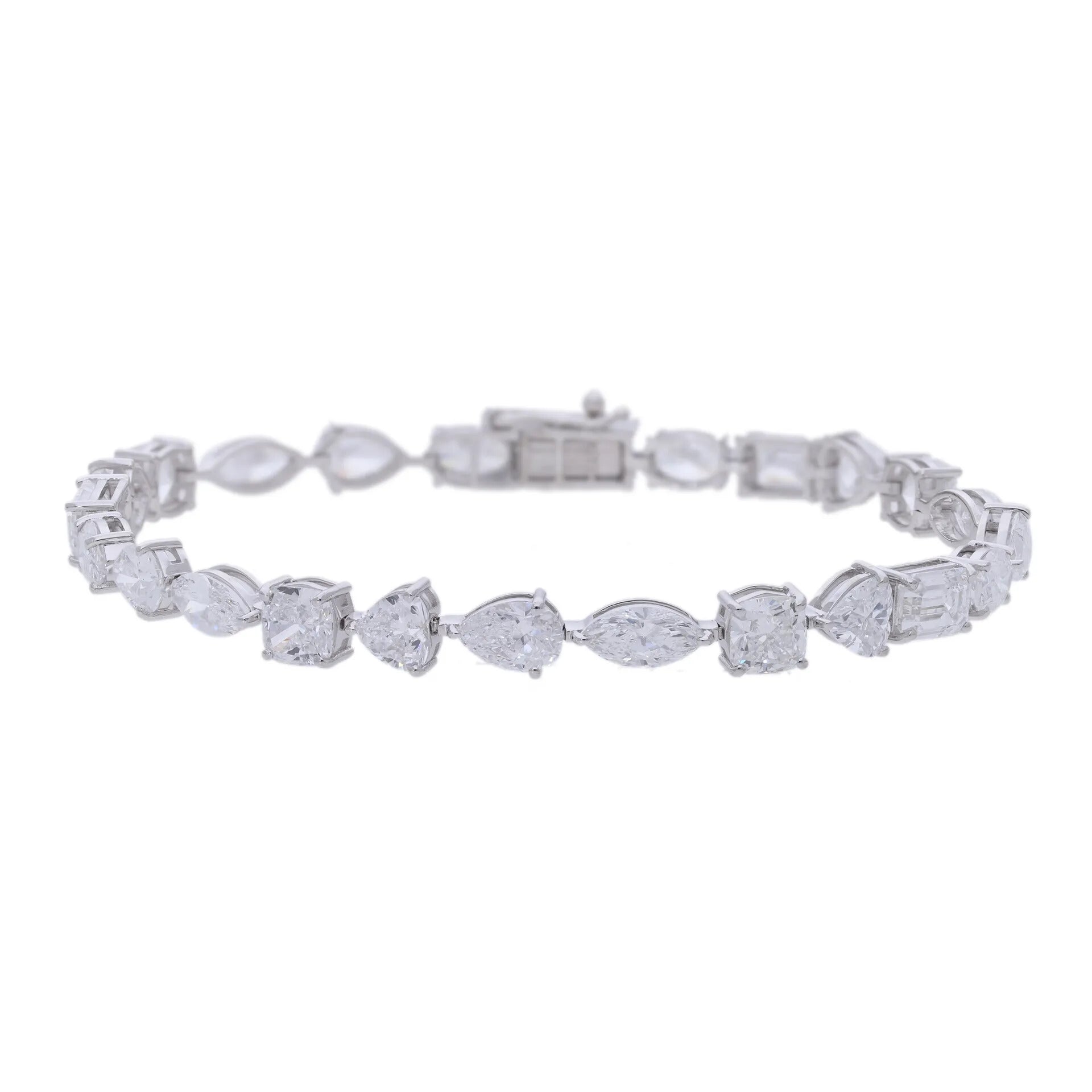 13.88 Ct Lab Grown Multi-Shape Diamond Tennis Bracelet - Helodia Jewelry